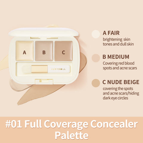 Judydoll Moisturizing Three-Shades Concealer Palette - 01 Full Coverage