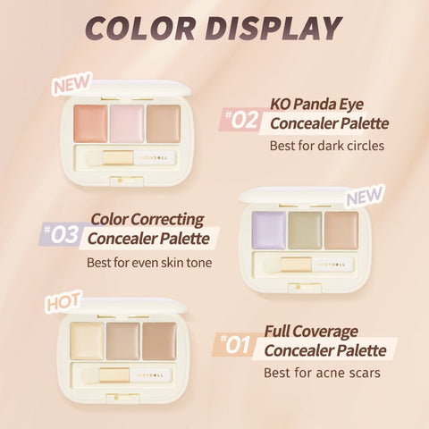 Judydoll Moisturizing Three-Color (Three-Shades) Concealer Palette #02 KO Panda Eye
