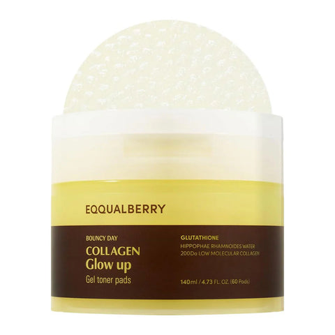 EQQUALBERRY Collagen Glow Up Gel Toner Pads (60Pc)